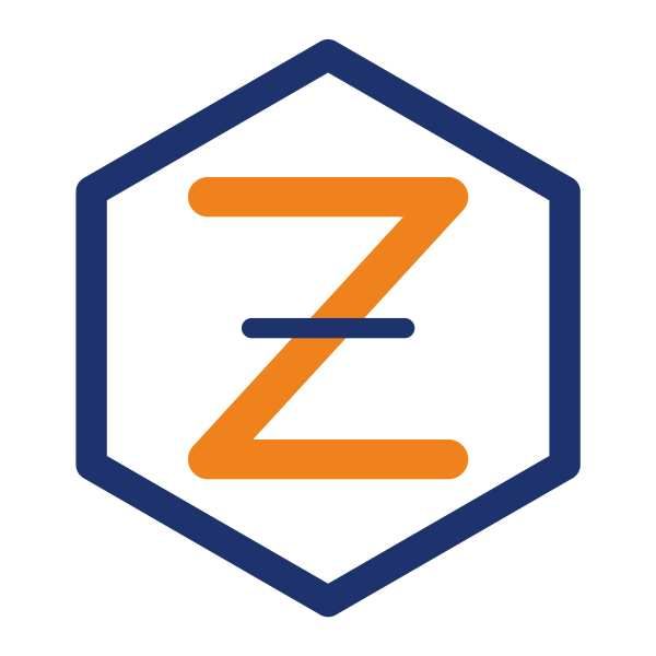 A small coloured logo, a hexagon around a letter Z, with JPEG noise
